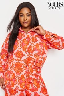 Yours Curve Orange Abstract Print Shirt (B68819) | 82 zł