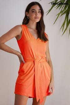 Threadbare Orange Jersey Sleeveless Belted Playsuit (B68923) | LEI 167