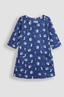 JoJo Maman Bébé Denim Blue Hedgehog & Mouse A-Line Dress (B68977) | $39