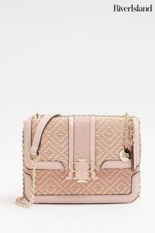River Island Pink Weave Satchel Bag (B69192) | €50