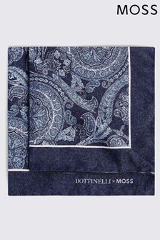 MOSS Navy Blue Bottinelli Silk Paisley Pocket Square (B69367) | €35