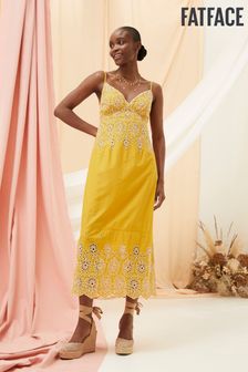 FatFace Yellow Daisy Broderie Midi Dress (B69380) | $206