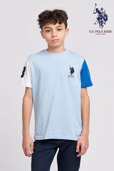 -U.s. Polo Assn. Modra fantovska majica s kratkimi rokavi in barvnimi bloki Player 3 (B69503) | €32 - €39