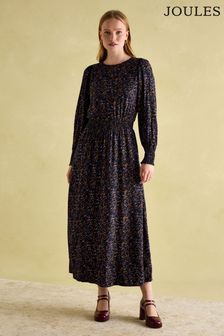 Joules Georgina Navy Multi Elasticated Waist Maxi Dress (B69870) | $127