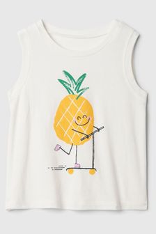 Gap White/Yellow Summer Sleeveless Vest Top (Newborn-5yrs) (B70008) | €13