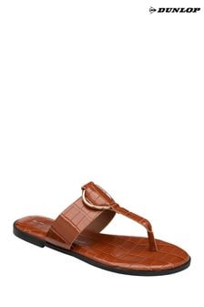 Dunlop Brown Flat Toe Post Sandals (B70242) | €34