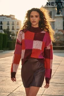 Curve Pink Oversized Colour Block High Neck Jumpers Next Luxembourg