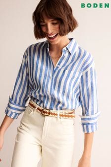 Boden Blue Connie Linen Stripe Shirt (B70394) | ₪ 402