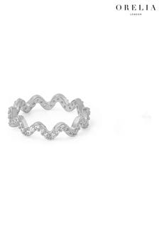 Orelia London Sterling Silver Pave Wave Ring (B70575) | 159 SAR