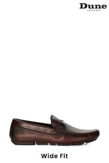 Dune London Brown Wide Fit Beacons Woven Trim Driver Moccasins (B70615) | $151