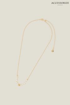 Accessorize 14ct Gold Plated Pearly Bead Necklace (B70684) | €35