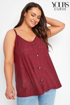 Brown - Yours Curve Button Front Broderie Vest (B70777) | kr370
