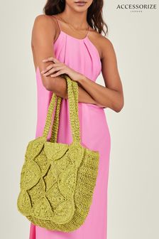 Accessorize Green Woven Raffia Shopper Bag (B70821) | AED379