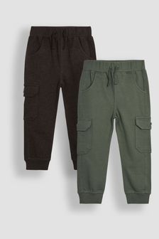 JoJo Maman Bébé Khaki Green & Brown Marl 2-Pack Cargo Joggers (B70841) | €33