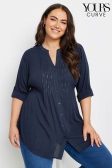 Yours Curve Blue Pintuck Embellished Shirt (B70850) | $45