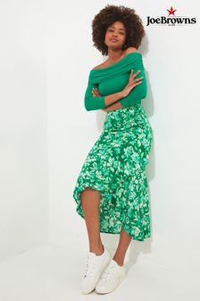 Joe Browns Green Leaf Print Wrap Front Midi Skirt (B71013) | €63