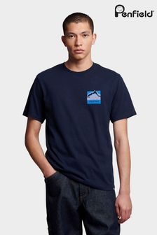 Blau - Penfield Herren T-Shirt mit Berglandschaft-Grafik hinten, lässige Passform (B71047) | 55 €