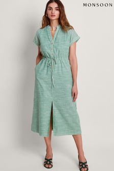 Monsoon Green Athena Stripe Dress (B71105) | AED533