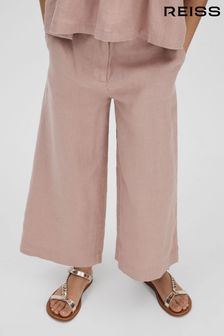 Reiss Pink Dani Senior Linen Loose Fit Trousers (B71399) | OMR38