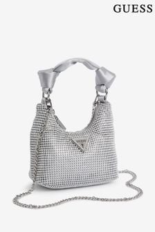 Argintiu - Guess Lua Rhinestone Embellished Hobo Bag (B71435) | 686 LEI