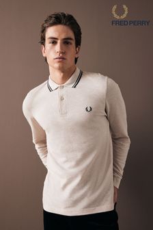 بيج بخطوط شاحبة - Fred Perry Mens Twin Tipped 100% Cotton Polo Shirt (B71517) | ‏632 ر.س‏