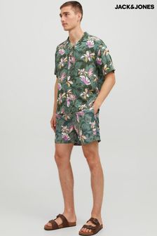 JACK & JONES Green Printed Revere Collar Short Sleeve Summer Shirt (B71535) | €34