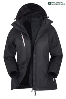 Mountain Warehouse Black Womens Bracken Melange 3 in 1 Waterproof and Breathable Jacket (B71716) | 792 QAR