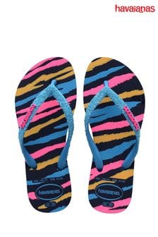 Blue - Havaianas Kids Slim Glitter Trendy Sandals (B72203) | kr400