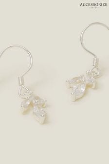 Accessorize Sterling Silver Plated Sparkle Leaf Drop Earrings (B72237) | 124 QAR