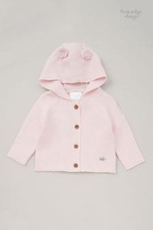 Rock-A-Bye Baby Pink Boutique Hooded Bear Cotton Knit Cardigan