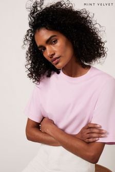 Mint Velvet Pink Cotton Boxy T-Shirt (B72426) | KRW61,900