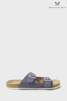Crew Clothing Company Navy Blue Spot Footbed Sandals