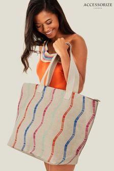 Accessorize Natural Wiggle Stripe Tote Bag (B72625) | €29