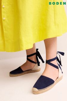 Boden Blue Ankle Tie Flat Espadrilles (B72649) | AED444