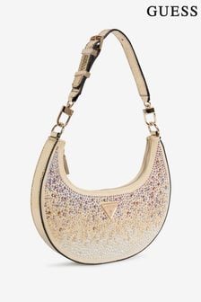 Złoty - Guess Small Lua Rhinestone Embellished Hobo Bag (B72843) | 695 zł