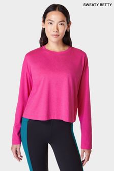 Sweaty Betty Beet Pink Essential Crop Long Sleeve T-Shirt (B72881) | €50