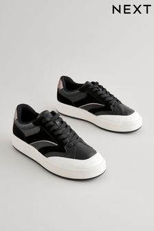 Zwart - Forever Comfort® Panelled Retro Lace Up Trainers (B72922) | €60