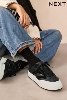 Black Forever Comfort® Panelled Retro Lace Up Trainers (B72922) | $59