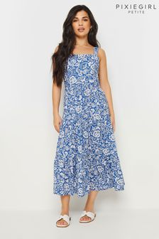 PixieGirl Petite Blue Tiered Midi Dress (B73047) | $58