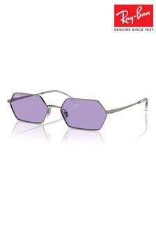 Ray Ban Grey Yevi Rb3728 Rectangle Sunglasses (B73118) | SGD 252