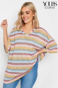 Yours Curve Yours Curve Pink & Orange Striped Oversized T-shirt (B73151) | €29