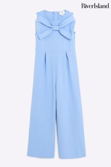River Island Blue Girls Bow Jumpsuit (B73243) | AED181
