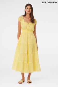 Forever New Yellow Tuscany Trim Detail Midi Dress (B73302) | 6,294 UAH
