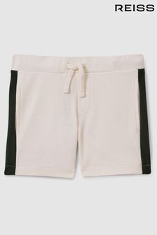 Reiss Ecru/Green Marl Teen Textured Cotton Drawstring Shorts (B73331) | 309 QAR