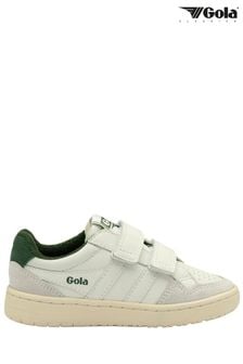 أبيض عاجي/أخضر داكن - أحذية رياضية بحزام للأطفال Eagle من Gola (B73332) | 272 ر.ق