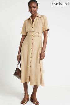 River Island Beige Belted Shirt Dress (B73475) | €65