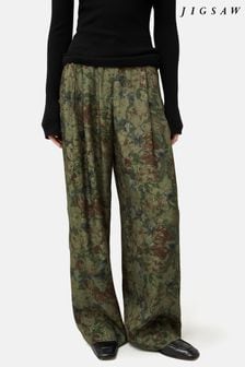 Jigsaw Shadow Floral Jacquard Palazzo Trousers (B73544) | AED832