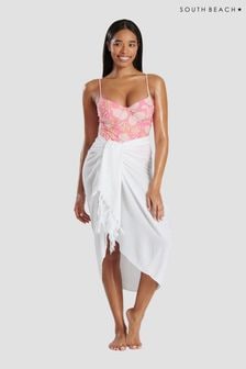 South Beach White Crinkle Viscose Fringed Sarong (B73791) | €29