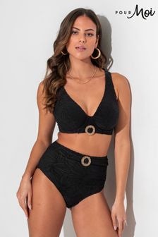 Pour Moi Black High Waist Ibiza Bikini Bottom (B73868) | $41