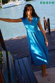 Boden Blue Chloe Notch Jersey Midi Dress (B74089) | SGD 126
